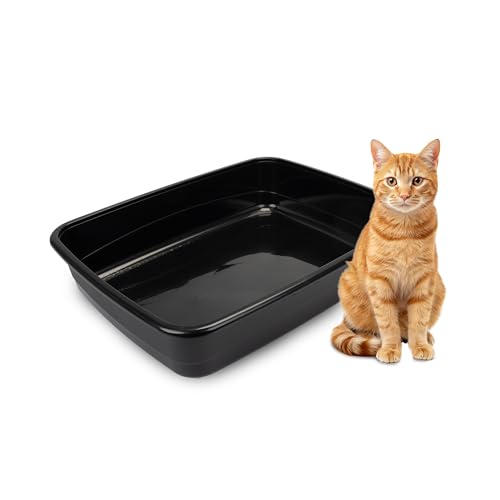 Ferplast Areia para gatos, sanita aberta para gatos, areia para animais de estimação, com bordas altas, 49,5 x 64,5 x 14,5 cm, areia para gatos grande NIP 30, preto
