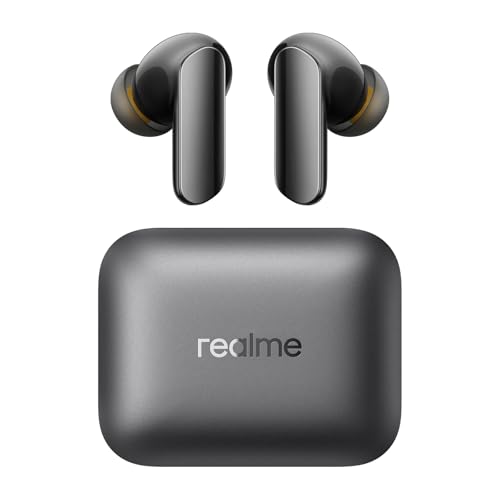 realme Buds Air 7 Pro Auriculares sem fios, 6 microfones com redução de ruído para 53 dB, tempo de reprodução de 48 horas Bluetooth 5,4 impermeável IP55 auriculares Bluetooth, preto