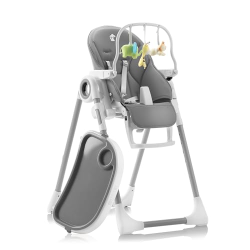 Sweety Fox Cadeira alta de bebé evolutiva - encosto para criança reclinável 5 posições - cadeira portátil bebé 7 alturas diferentes - cadeira bebé - cinzento escuro