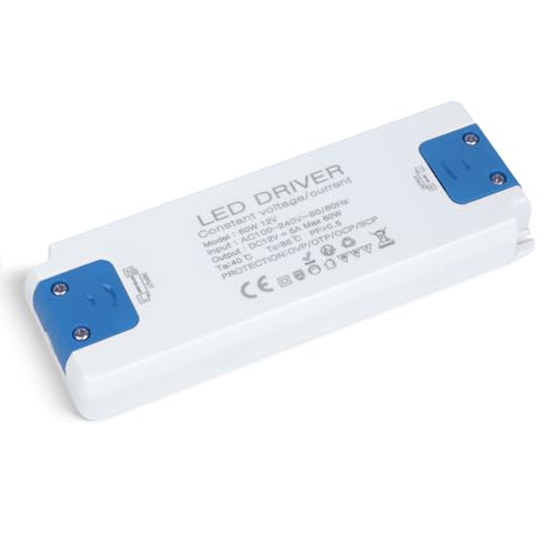 SUCIKORIO Transformador 220 V a 12 V 60 W 5 A, fonte de alimentação constante ultra fina LED Driver controlador AC 220 V a DC 12 V fonte de alimentação LED de baixa voltagem para faixa LEDs, lâmpadas