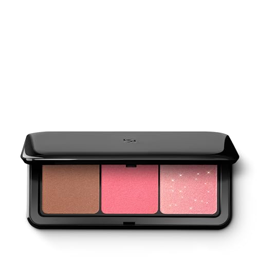 KIKO Milano Multi Finish Trio Blush & Bronzer Palette 03 | paleta para o rosto com 1 bronzeador e 2 coloretes com acabamento fosco e metalizado