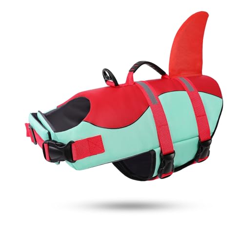 CITÉTOILE Colete salva-vidas para cães colete salva-vidas para animais de estimação para piscina, praia, canoagem, para treino de cães pequenos, com pega de resgate, vermelho verde, M