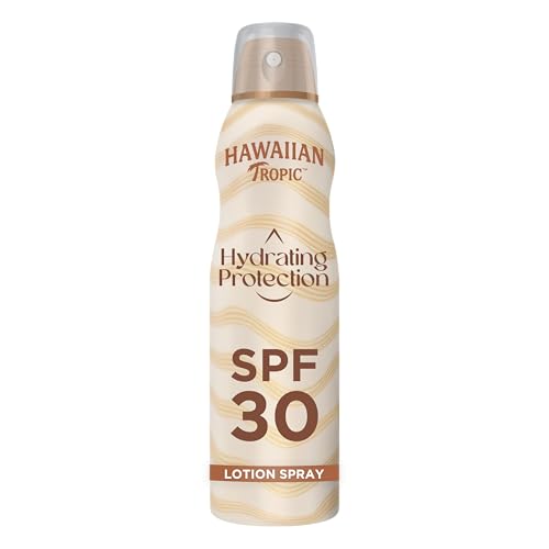 Hawaiian Tropic Bruma Silk Hydration Air Soft - loção solar protetora em spray de vapor com índice SPF 30, resistente à água com 12 horas de proteção, 177 ml, a embalagem pode variar