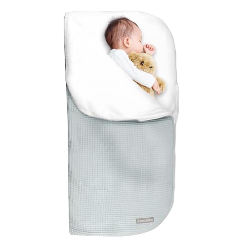 MIMUSELINA | Saco de primavera para bebé, saco para o capaço, berço ou carrinho do seu bebé | com toque macio para dormir muito quente, 93 x 45 cm ou manta 93 x 93 cm, Wafle menta