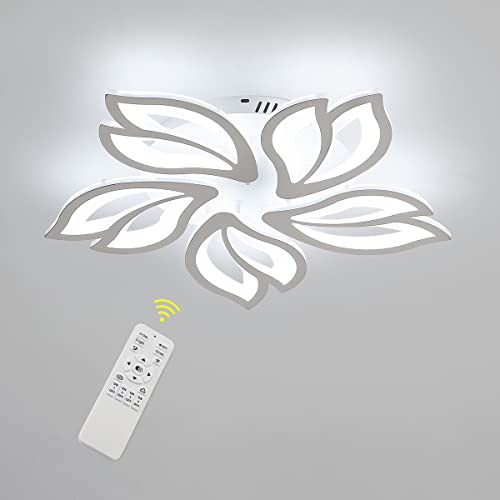 Comely Plafon LED teto regulável, candeeiro de teto moderno de 45 W com controlo remoto 3000 K - 6500 K, design floral luz de teto para sala de estar quarto cozinha sala de jantar, 60 cm