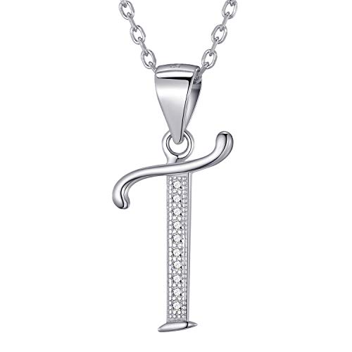 Morella Colar para mulher, com letras pendentes, prata 925, rodeadas por pedras de zircónio, para senhoras, 45 cm, cor branca