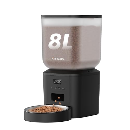 Alimentador de gato automático, dispensador de comida de 8 litros, ração automática cães de grande capacidade com alimentadores cão, fornecimento de energia dupla, manter os alimentos frescos