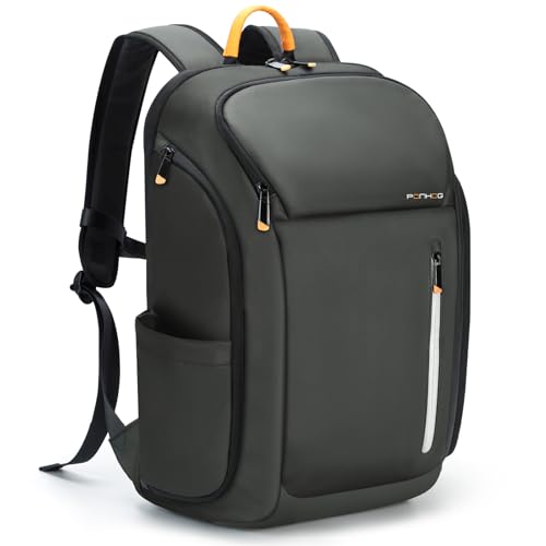 Ponhog Mochila portátil para homem 17,3 polegadas - mochila de negócios anti-roubo impermeável 900D com grande abertura de 180°, capacidade 30 l para viagem, trabalho, comutação, cinzento