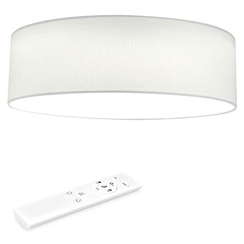 Navaris Candeeiro LED de teto moderno 32 cm - Iluminação de interior com ecrã para sala de estar quarto - Com controlo remoto e temporizador - branco