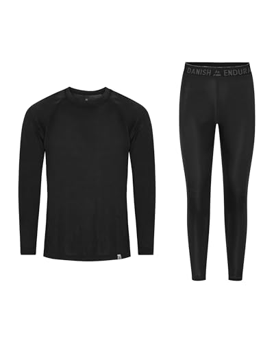 DANISH ENDURANCE Conjunto térmico unissexo em materiais reciclados, t-shirt térmica para homem e t-shirt térmica para mulher - leggings térmicas mulher e homem, roupa térmica para mulher e homem