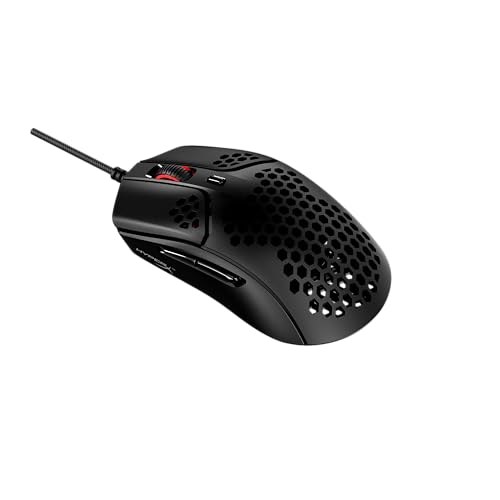 HyperX Pulsefire Haste Rato com fios para jogos, ultra leve, 59 g, capa com padrão de favo de abelhas, design hexagonal, cabo HyperFlex, até 16 000 PPP, 6 botões programáveis