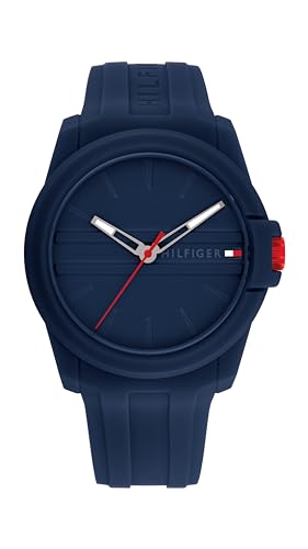 Tommy Hilfiger Relógio casual de quartzo 3H – Relógio de pulso desportivo de silicone para homem, resistente à água até 5 ATM/50 metros, moda premium para uso diário, 44 mm