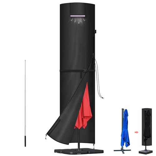 LAMUNI Capa para guarda-sol e jardim, capa para guarda-sol com haste, capa guarda-sol de praia exterior capa protetora para para-sol, capa impermeável para guarda-sol suspenso de Ø 3-5 m, 250 x 64 cm