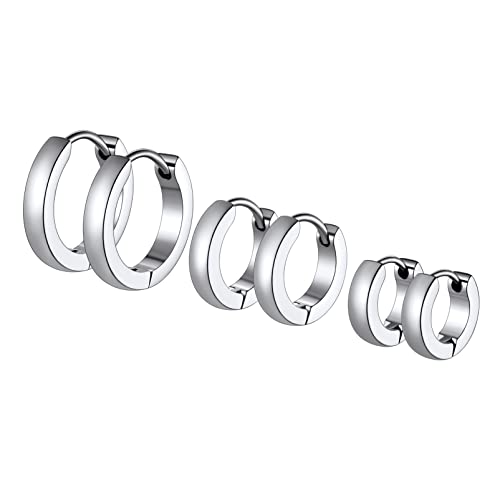 PROSTEEL Conjunto de brincos aros com brincos Punk Rock Hiphop, 3-4 pares Piercings unissexo para Tragus Helice lobulo, aço inoxidável, Aço inoxidável, Sem pedra preciosa