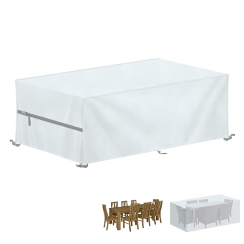 LAMUNI Capas móveis de exterior capa mesa jardim impermeável capa de móveis de exterior 420D tecido Oxford capa de mesa, capa para sofá e jardim retangular, 200 x 80 x 70 cm