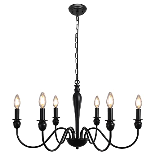 MRHYSWD Candeeiro preto, 6 luzes candeeiro suspenso teto vintage candeeiros de teto sala de estar candeeiro teto quarto ilha cozinha corredor sala de jantar, candeeiros de teto rústico sem E14