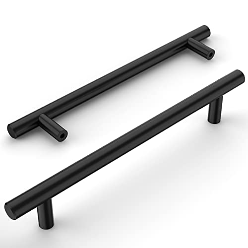 Amerdeco 12 peças puxadores de cozinha 160 mm puxadores de aço inoxidável preto para armários, gavetas e portas de correr UK0009