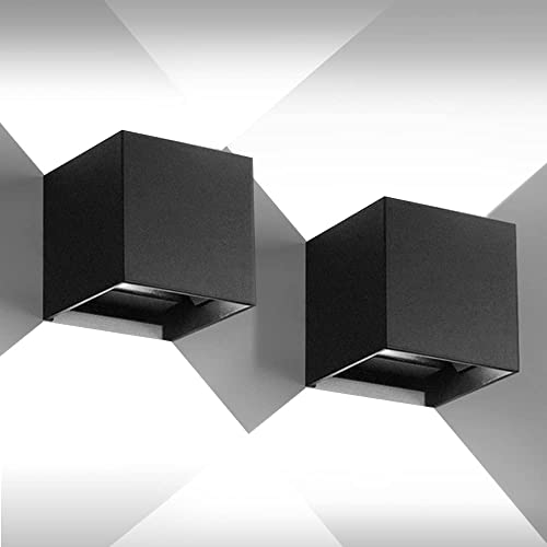 CANMEIJIA Aplique parede exterior/interior, 12 W impermeável IP65 candeeiro de luz branca quente 6500 K 1000 lm ângulo ajustável, para alpendre sala de estar quarto