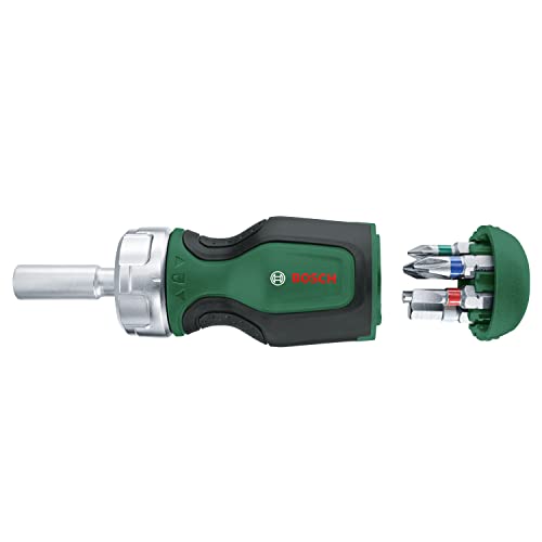 Bosch Home and Garden Chave de fenda de arraca, com cabo largo e 6 pontas, de alto par compacto para fixação potente, inclui 6 pontas, ergonómico, suporte de ponta magnético