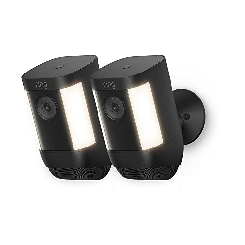 Ring cámara Pro con luces y batería (Spotlight Cam Pro Battery) | Vídeo 2K con Ring Vision, detección de movimiento 3D| 30 días de prueba gratuita de Ring Home | 2 Cámaras