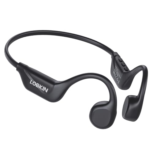 LOBKIN Auriculares condução Osea Bluetooth 5.4, auriculares de ouvido aberto IPX5 impermeáveis capacetes desportivos sem fios para fitness ciclismo correr