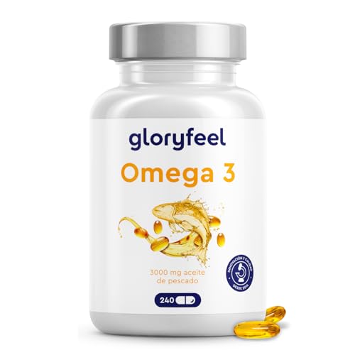 Omega 3 cápsulas de alta dose - 3000 mg de óleo de peixe (em forma de triglicéridos) - 240 cápsulas com vitamina E (antioxidante) Suplementação ideal para EPA e DHA - óleo de peixe Ômega3