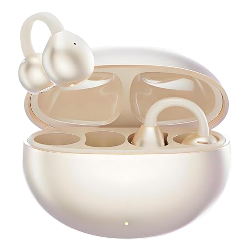 CATGIFF Auriculares sem fios Bluetooth 5.4, auriculares sem fios desportivos, abertos com controlo tátil fácil, 65H de reprodução, carregamento rápido USB-C para Running Sport, branco