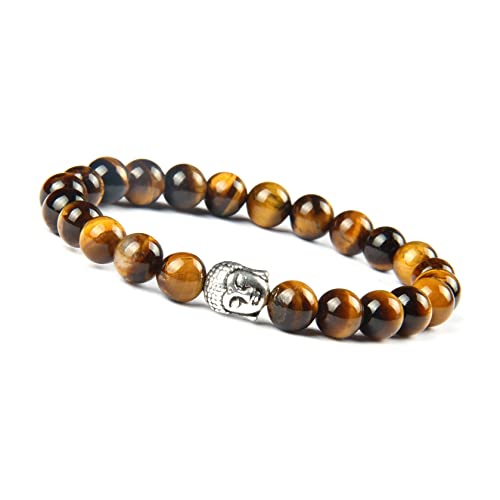 Good.Designs ® Pulseira de pérolas de Buda feita de pedras naturais reais e pérolas nobres do budismo, pulseira de chakra para senhoras e cavalheiros, pulseira de ioga