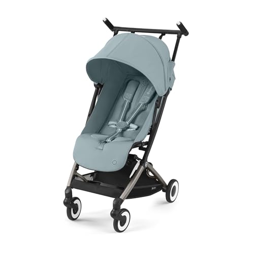CYBEX Gold Carrinho de passeio Libelle com sistema de arnês One-Pull, de 6 meses a 4 anos (máx. 22 kg), leve (apenas 6 kg), Stormy Blue (azul com moldura castanha)