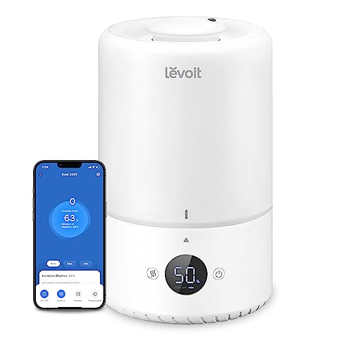 LEVOIT 3L Top-Fill humidificador para bebés para aliviar os mucos com 25H, ultrassónico de vapor frio e difusor compatível com Alexa e APP, <28 dB Modo de AUTO silencioso, temporizador de quarto,