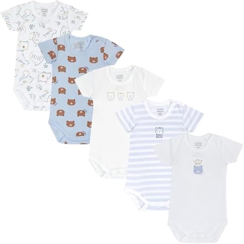 Chicco Conjunto de Bodies de Manga Corta de Algodón Ligero Ropa Interior (Pack de 5) Unisex bebé