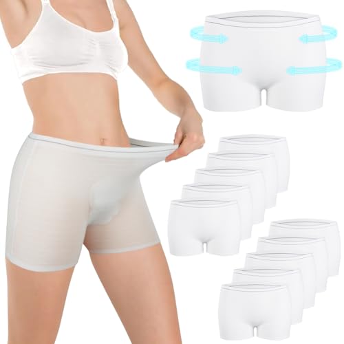 ACWOO Conjunto de cuecas pós-parto, 10 cuecas descartáveis pós-parto pela maternidade, cuecas de malha para pós-parto, roupa interior de recuperação pós-parto, tecido elástico, adequado pós-parto