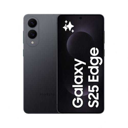 Samsung Galaxy S25 Edge 256 GB Telemóvel fino com IA, Galaxy AI, 12 GB RAM, câmara 200 MP, bateria longa duração, garantia do fabricante 3 anos 1 extra, titânio preto intenso (versão espanhola)