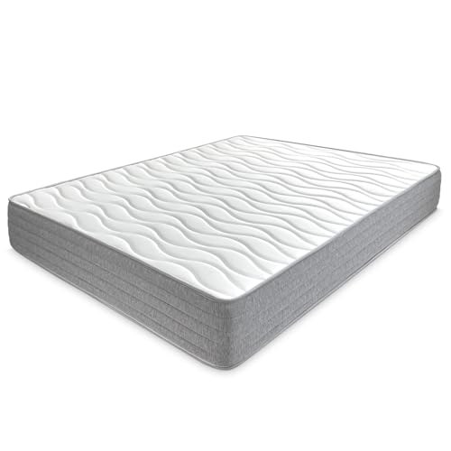 amuéblate online - Colchão de 140 x 200 viscoelástico Aris com rosto inverno/verão, ergonómico, conforto e dureza ideais, hipoalergénico e respirável, espessura de 25 cm