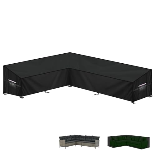 LAMUNI Capa para sofá exterior em forma em forma de móveis de jardim impermeável capa para sofá e jardim, capa de sofá de exterior, capa de canto de jardim, capa protetora para sofá, canto, 210 x 260