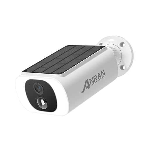 ANRAN 2 K Câmara de vigilância exterior com bateria recarregável, câmara de painel solar integrada de segurança sem cabos, 2,4 GHz Wi-Fi, iluminação inteligente, deteção de movimento, áudio de 2 vias