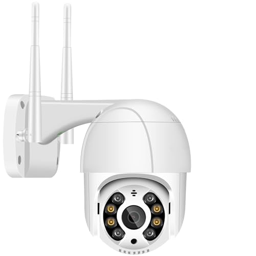 1080P Cameras de vigilância WiFi, câmara Wi-Fi exterior motorizada à prova d'água IP66 com áudio bidirecional, visão noturna colorida de 30 m deteção de movimento monitorização inteligente