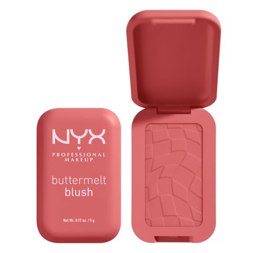 NYX PROFESSIONAL MAKEUP Rubor em pó Buttermelt, resistente ao desbotamento e à transferência, até 12 horas de uso, fórmula vegana - Feeling Butta
