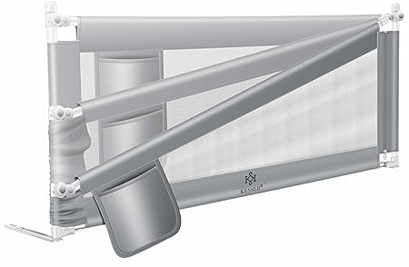 KESSER® Barreira de cama de 150 cm, para crianças, dobrável, para berço, cama de criança, proteção contra quedas, cama e cama com estrado alto: 72 a 96 cm, cinzento claro