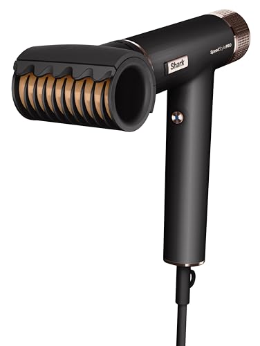 Shark SpeedStyle Pro Hair Dryer, High Performance Hair Dryer For All Hair Types w/Scalp Shield Technology, 5 Attachments, Lightweight, Ionic, Sem Heat Damage, Storage Bag, Black HD77777 42 BR