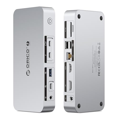 ORICO Thunderbolt 4 Dock, 40 Gbps 12 em 1 HUB Docking Station suporta Single 8 K/Dual 4 K and Daisy Chain Expansão, compatível com Mac Mini M4/M4 Pro-TB4