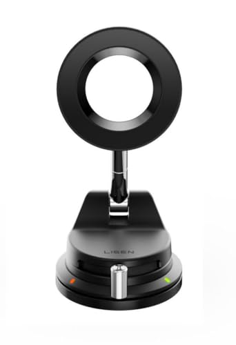 LISEN Ventosa de 360° para suporte de carro MagSafe, suporte de carro ultra magnético, interruptor de alavanca infinitamente ajustável, mini suporte para painel, projetado para operação com uma