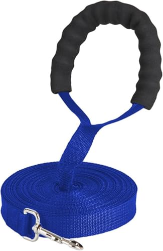 Trela de treino para cães, 5 m / 10 m/20 m/30 m, trela para cães mãos livres, trela forte de cão para cães pequenos médios e grandes (azul-10 m / 30 pés)