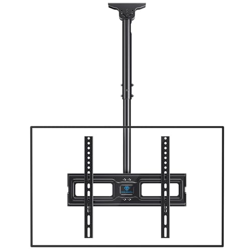 PERLESMITH Suporte para televisão, suporte rotativo ajustável para ecrã de 26 a 65 polegadas, suporte de teto para televisão de movimento completo, suporta até 50 kg com VESA 400 x 400