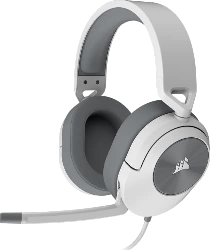 Corsair HS55 SURROUND Auriculares multiplataforma leves com cabo para jogos - som envolvente Dolby 7.1 - compatível com iCUE - PC, Mac, PS5, PS4, Xbox, Nintendo Switch, telemóvel - branco