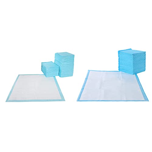 Feandrea Tapetes absorventes para treino de cães, conjunto de 200, 100 peças de 60 x 60 cm, 100 peças de 90 x 60 cm, azul e branco PTD690B01