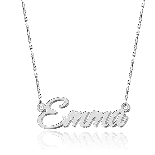 UMAGICBOX Colar personalizado com nome | Escolha entre 14 estilos de fonte | pendente personalizado de aço inoxidável banhado a ouro de 18 K e prata de lei | presente para ela