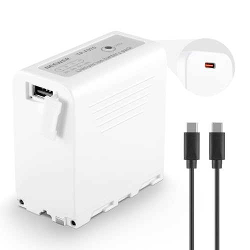 NEEWER NP-F970 10500 mAh Bateria de substituição, 4,8 H tempo de carregamento 20 W PD cabo USB C carregamento rápido, bateria recarregável para luz e câmara de vídeo para Sony FX3/FX30/A7, para Canon