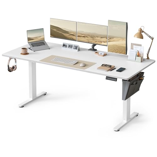 SONGMICS Mesa elétrica, regulável em altura, 180 x 80 cm, regulação contínua, 4 altura de memória, nuvem branca LSD138W01