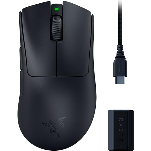 Razer DeathAdder V3 Pro HyperPolling Wireless Dongle - rato para desportos ultra-leves com uma magnífica taxa de sondagem sem fios de 8K Hz (63 g, sensor ótico Focus Pro de 30 k PPP) preto